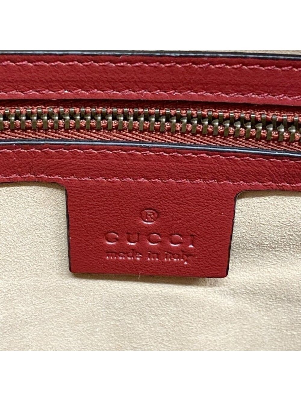 Gucci Chain Tote GG Marmont Leather Red Gold - Picture 5 of 10
